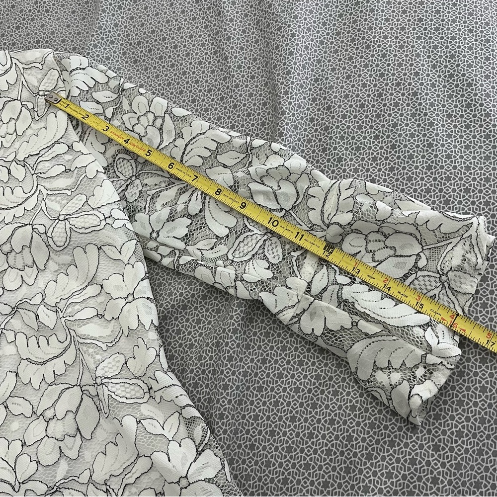 WHITE PRINTED LACE BLOUSE TOP - Picture 4 of 4